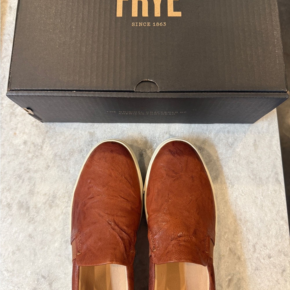 Frye Women’s Ivy Leather Slip-Ons in Cognac - Picture 3 of 7